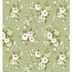 La raffinata carta decoupage Bollorè "FIORELLINI BASE VERDE BRILLANTE"