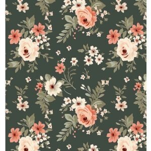 La raffinata carta decoupage Bollorè "FIORELLINI BASE VERDE GRIGIO 2"