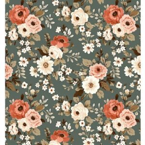 La raffinata carta decoupage Bollorè "FIORELLINI BASE VERDE GRIGIO 1"