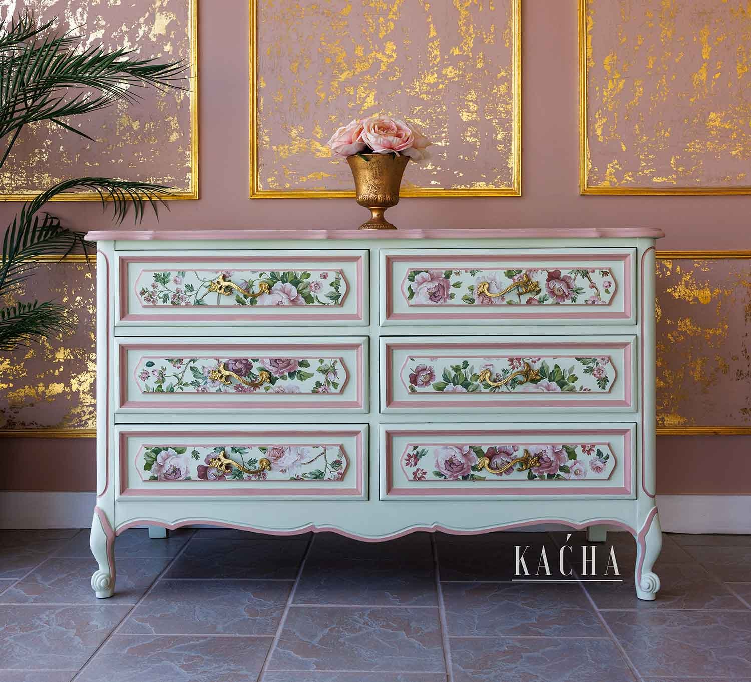 Re-Design Decor Transfers Kacha – "BLUSHING BLOOMS SYMPHONY” 4 fogli 90×70 cm - immagine 2